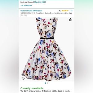 GRACE KARIN 1940s Retro A-Line Boatneck Dress